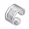 Non-Tarnish 304 Stainless Steel Multi-string Open Cuff Ring RJEW-T023-33P-3