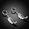 Beautiful Design Silver Color Plated Brass Leaf Dangle Earrings EJEW-BB00702-2