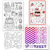 1 Set Birthday Cake PET Hollow Out Drawing Painting Stencils DIY-GL0004-111-1
