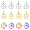 12Pcs 6 Style 201 & 304 Stainless Steel Pendants STAS-DC0001-58-1