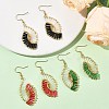 Glass Braided Beads Dangle Earrings EJEW-MZ00746-1