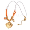 Ocean 304 Stainless Steel Shell Shape Pendant Polyester Rope Necklaces for Women NJEW-K252-10G-4
