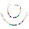 2Pcs Glass Cat Eye Beads Keychain HJEW-SC0002-23-7