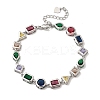 Brass Micro Pave Cubic Zirconia Link Bracelets for Women BJEW-P358-03P-4