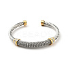 304 Stainless Steel Twist Rope Shape Open Cuff Bangle with Rhinestone for Women LS-BJEW-D449-01GP-01-1