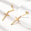 Cross 304 Stainless Steel Dangle Stud Earrings EJEW-G453-12G-3