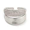 Rack Plating Brass Micro Pave Cubic Zirconia Open Cuff Rings for Women RJEW-I104-16P-2