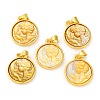 Natural Yellow Shell Carved Cameo Lady Pendants KK-D537-01G-01-1