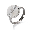Half Round Natural Howlite Finger Rings RJEW-M062-01P-20-2