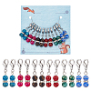 12Pcs 6 Colors Glass Round Bead Pendant Stitch Markers HJEW-NB00020-1