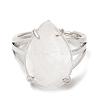 Natural Quartz Crystal Teardrop Adjustable Rings RJEW-K241-03P-11-1