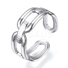304 Stainless Steel Oval Open Cuff Ring RJEW-N040-42-1