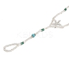 Alloy Crystal Rhinestone Starfish Round Glass Seed Beaded Stretch Toe Ring Anklets for Women AJEW-K052-01-3