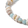 Natural Lava Rock & Synthetic Aqua Terra Jasper & Natural Aquamarine Beads Strethch Bracelets BJEW-JB11666-01-4