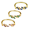 3Pcs 3 Colors Brass Micro Pave Cubic Zirconia Cuff Rings for Women RJEW-GO0001-28A-1