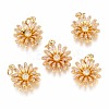 Brass Micro Pave Clear Cubic Zirconia Pendants ZIRC-B002-34G-H-1