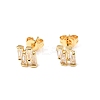 Nuggets Brass Micro Pave Clear Cubic Zirconia Stud Earrings EJEW-A135-16G-4