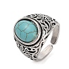 Oval Synthetic Turquoise Cuff Rings RJEW-B107-04AS-2