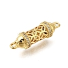 Rack Plating Brass Micro Pave Cubic Zirconia Hollow Column Links Connector Charms ZIRC-F142-50A-G01-2