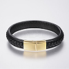 Braided Leather Cord Bracelets BJEW-H561-08F-2
