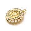 Religion Themed Rack Plating Brass Micro Pave Cubic Zirconia Pendants KK-L226-007G-03-2