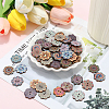 200Pcs Printed Wood Buttons WOOD-GF0002-31-3