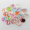Half Round/Dome Floral Printed Glass Cabochons GGLA-A002-20mm-UU-1