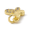 Brass Micro Pave Clear Cubic Zirconia Butterfly Charms ZIRC-F132-92G-3