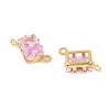 Brass Pave Cubic Zirconia Rectangle Connector Charms KK-P347-05G-01-3