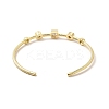 Clear Cubic Zirconia Square Cuff Bangle BJEW-E032-03G-2