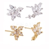 4 Pairs 2 Style Brass Micro Pave Clear Cubic Zirconia Stud Earring Findings KK-ZZ0001-06-1