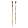 Heart Brass Tassel Stud Earrings EJEW-Z086-04G-4