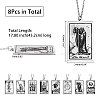 8Pcs 8 Style 201 Stainless Steel Tarot Card Pendant Necklace with 304 Stainless Steel Chains NJEW-AB00023-2