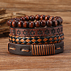 4Pcs 4 Styles PU Imitation Leather Braided Bracelets Sets BJEW-CL0001-13A-3
