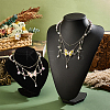 2Pcs 2 Colors Alloy Enamel Butterfly Pendant Double Layer Necklaces for Women NJEW-OC0001-05-3