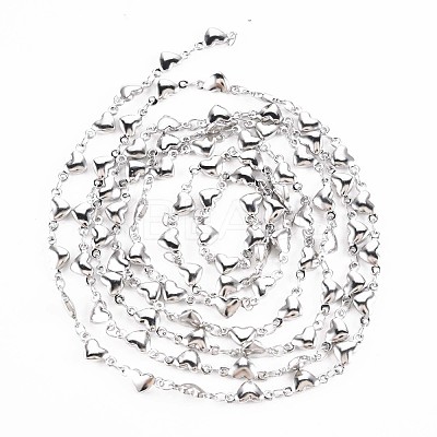 Non-Tarnish 201 Stainless Steel Heart & Oval Link Chains STAS-N092-116-1