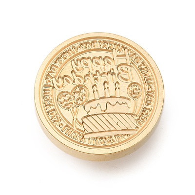 Golden Tone Wax Seal Brass Stamp Heads AJEW-U008-02G-04-1