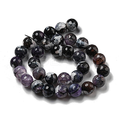Faceted Natural Fire Crackle Agate Beads Strands G-F447-12mm-N17-1
