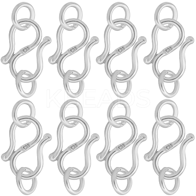 8Pcs 925 Sterling Silver S Shape Clasps STER-SC0001-18-1