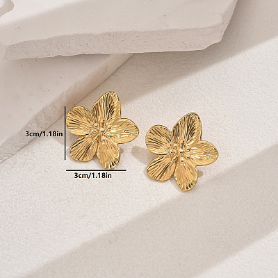Stylish 201 Stainless Steel Striped Flower Stud Earrings LS-CN5900-2-1