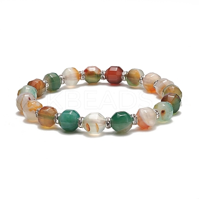 Dyed Natural Agate Beaded Stretch Bracelet Sets BJEW-JB09180-1