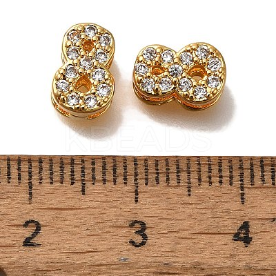 Rack Plating Number Brass Micro Pave Clear Cubic Zirconia Silde Charms KK-A231-13I-1