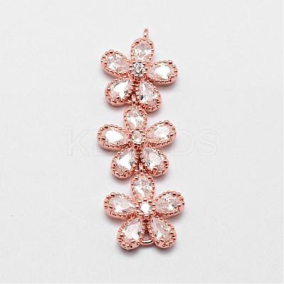 Brass Micro Pave Cubic Zirconia Links ZIRC-A003-02RG-1