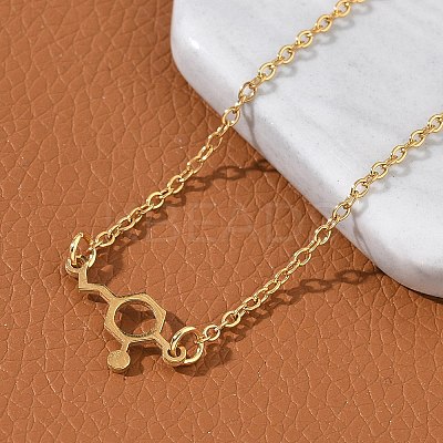 304 Stainless Steel Chemical Symbol Pendant Necklaces NJEW-Z073-03G-02-1