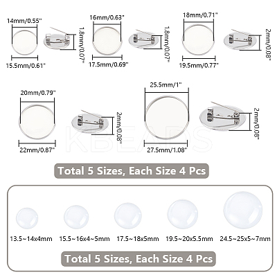 DIY Blank Dome 304 Stainless Steel Brooch Making Kit DIY-UN0056-16-1