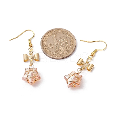 Glass Star Dangle Earrings EJEW-JE05548-02-1