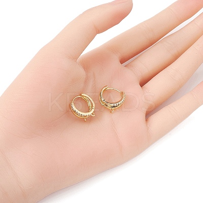Brass Micro Pave Clear Cubic Zirconia Hoop Earring Findings ZIRC-YW0001-10G-1