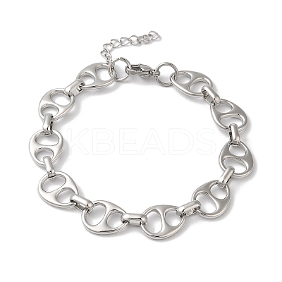 Non-Tarnish 304 Stainless Steel Hollow Teardrop Link Chain Bracelets for Women BJEW-B092-07P-1