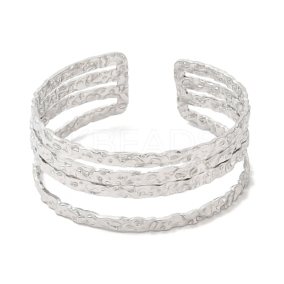 Non-Tarnish 304 Stainless Steel Multi Line Cuff Bangles for Women BJEW-L682-004P-1