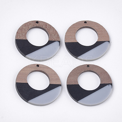 Tri-color Resin & Walnut Wood Pendants X-RESI-S358-74A-1